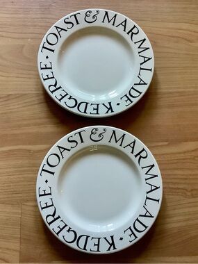 Two 8.5” Emma Bridgewater 2013 Black Toast& Marmalade Luncheon Plates